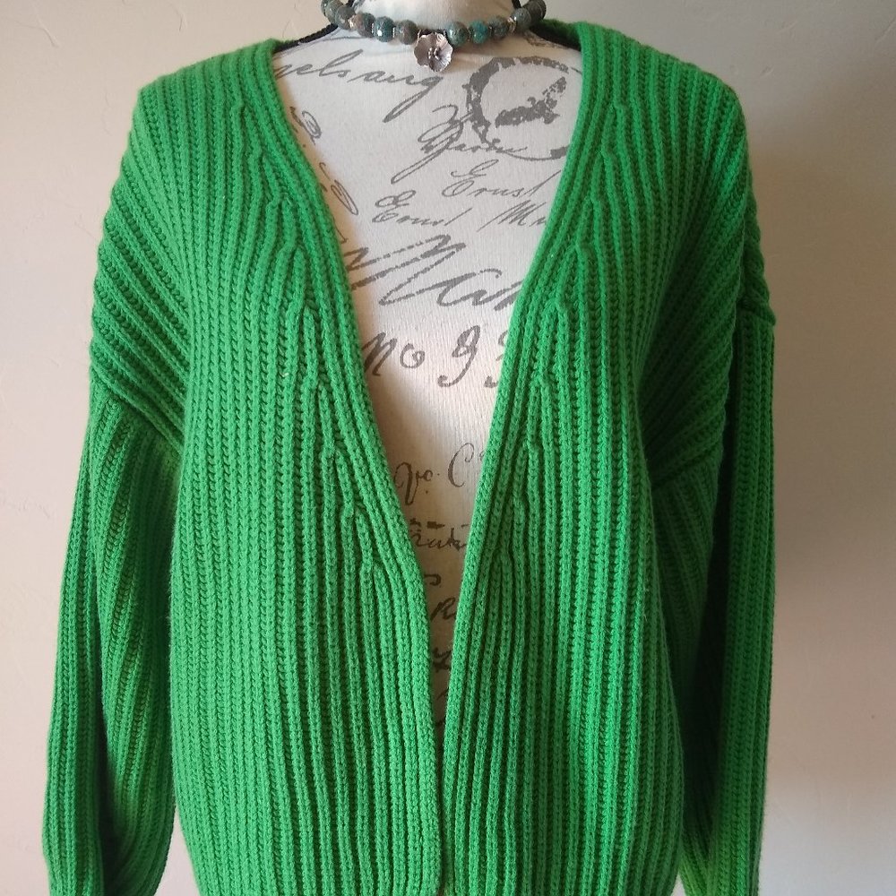 Code X Mode Open Front Dolman Cardigan Solid Green - image 2